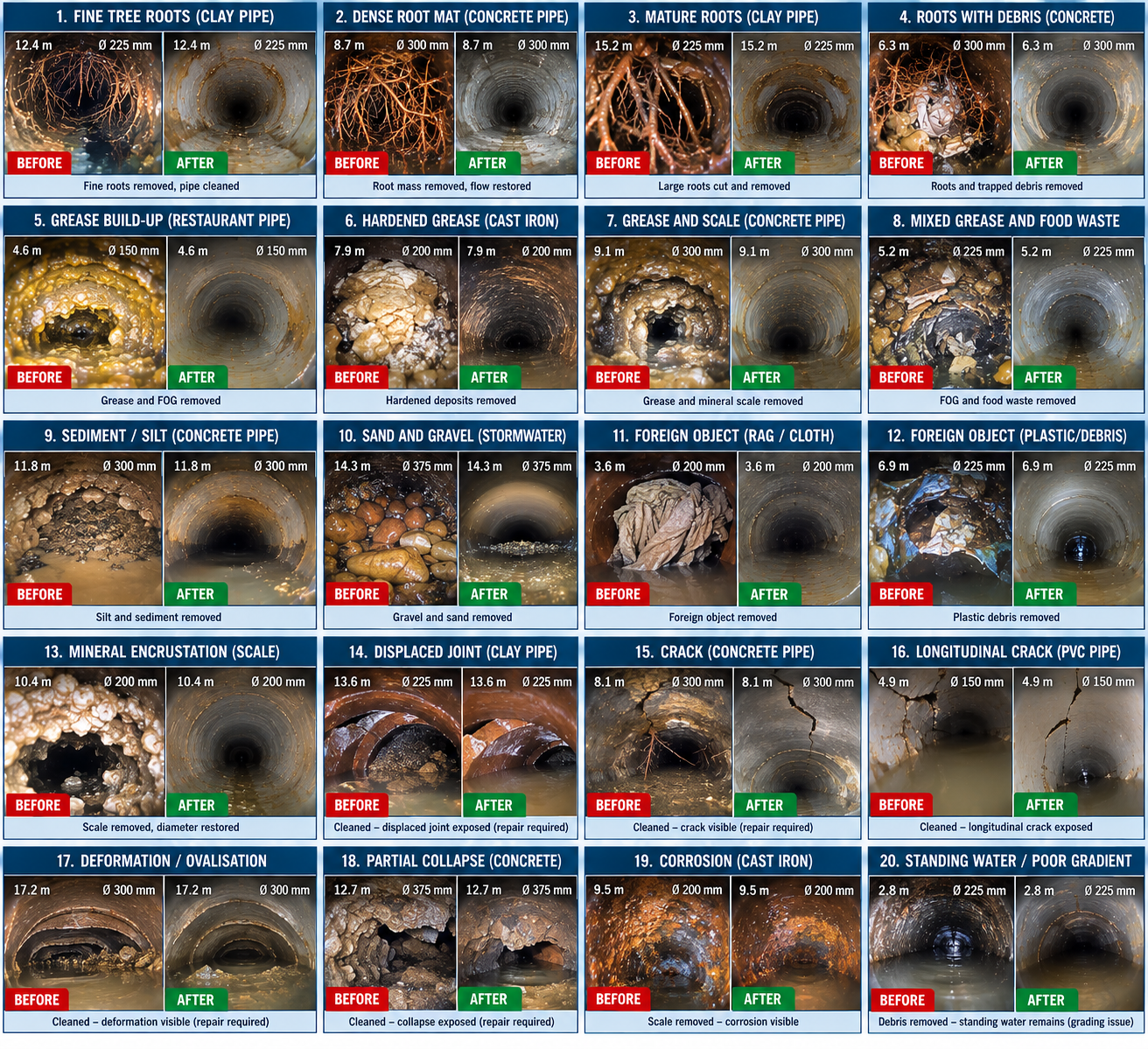 Sewer inspection camera view